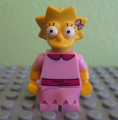 LEGO Minifigure-Lisa Simpson with Bright Pink Dress-Collectible Minifigures / The Simpsons Series 2-COLSIM2-3ACC-Creative Brick Builders